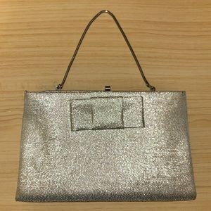 Stunning Silver Evening Bag with Bow Decoration